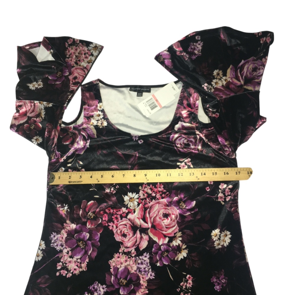 Spenser Jeremy Cold Shoulder Floral Velvet Stretch Dress - Women’s 10 - NWT - Picture 3 of 15